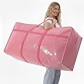 Extra Large Moving Bags Heavy Duty 2 Pack – Bubblegum Pink, 45x21x15 Inches Storage Bags for Moving, Packing, Traveling, and Organizing