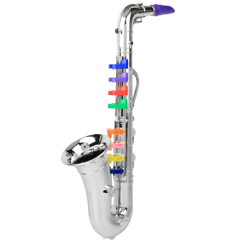 FILFEEL Mini Silver Saxophone Trumpet, 8-Key Kids Musical Instrument Toy, Toddler Educational Toy