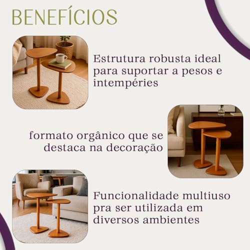 Conjunto Mesa Lateral Monopé de Madeira Tampo Paleta Mel - Florida