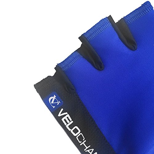 VeloChampion Summer Cycling Race Gloves - Fingerless Mitts with Pro Palm (Black/Red, Medium)
