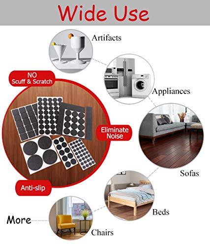 Yelanon Furniture Pads 189 Pieces - Self Adhesive Felt Pad Brown Felt Furniture Pads Anti Scratch Floor Protectors for Chair Legs Feet . for Protect Hardwood Tile Wood Floor & Laminate Flooring - Thumbnail 5