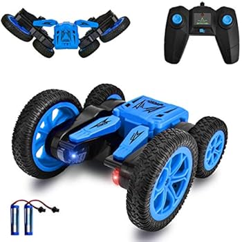 Remote Control Car, RC Stunt Car for Kids, 4WD 2.4GHz 360 Degree Flips Double Sided Rotating Tumbling Racing Car with LED Lights RC Toys for Boys Girls Adults Blue