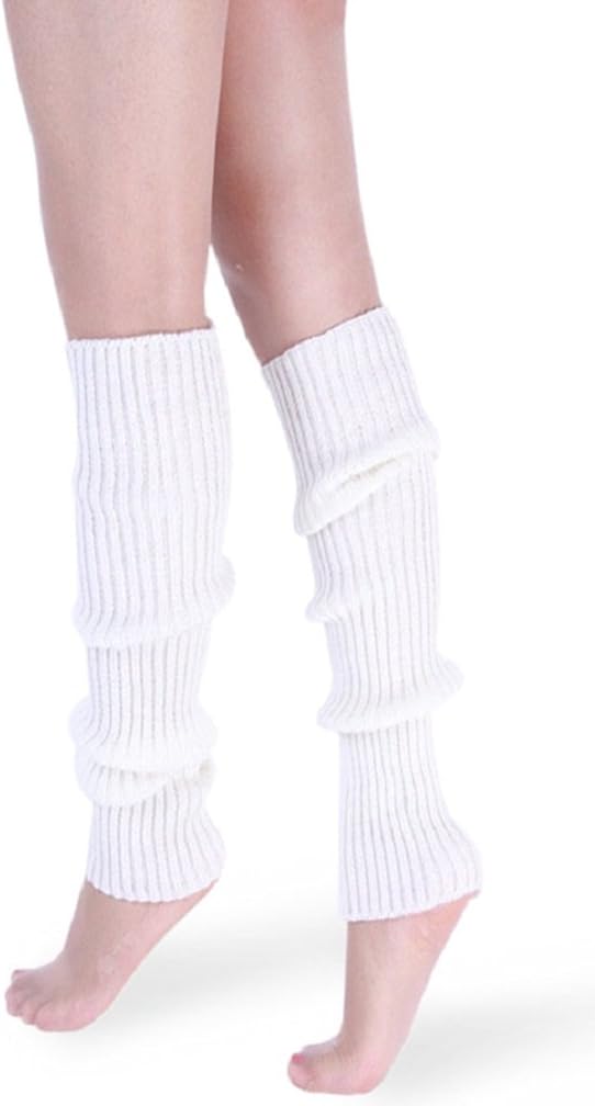 daisysboutique Retro Unisex Adult Junior Ribbed Knitted Leg Warmers (One Size, White): Clothing