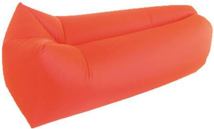 Trumpo Inflate Portable Lazy Lounger Sleeping Bag, Outdoor Indoor Air Sleep Sofa Laybag Couch Bed, Nylon Waterproof Collapsible, Beanbag for Lounging, Summer Camping, Beach, Fishing (Orange)