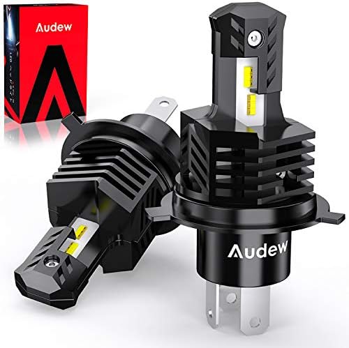 Audew H4 Ledヘッドライト Hi Lo 車用 超高輝度 Zes Ledチップ搭載 99 車種対応 純正ハロゲンサイズ 新基準車検対応 瞬間起動 6500k 12v車対応 冷却ファン付け 静音 放熱性抜群 光軸調整フリー 2個入 3年保証付き ブラック