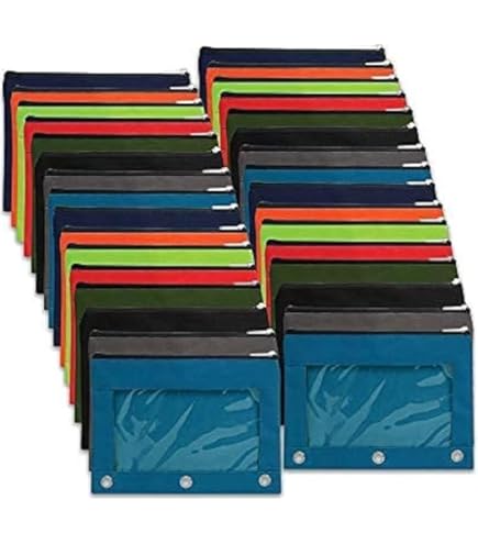 BAZIC 6-Pack Pencil Pouches - Mesh Window 3-Ring Binder Organizers With Double Zippers