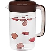 RAMFIYN Clear Pitcher with Lid 1 Gallon, Large Plastic Ice Tea Jug for Fridge, Sun Tea Pitcher - Clear (khaki)