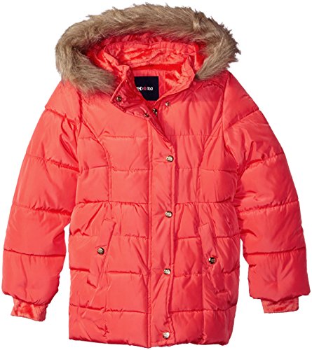 Limited Too Little Girls' Memory Coat with Baby Faux Fur Lining, Coral, 5/6