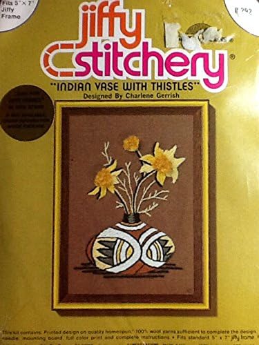 Indian Vase with Thistles ~ 1976 Vintage Jiffy Stitchery Needlepoint Embroidery Kit
