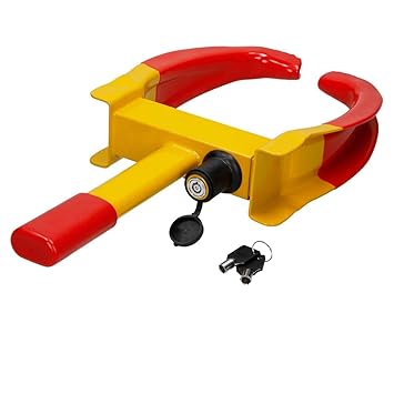 ECD Germany Radkralle Parkkralle für PKW Wohnwagen Anhänger Reifenbreite 17 - 26 cm (6 3/4'' bis 10 1/2'') mit Sicherheitsschloss inkl. 2 Schlüsseln Felgenkralle Reifenkralle Wegfahrsperre Diebstahlschutz