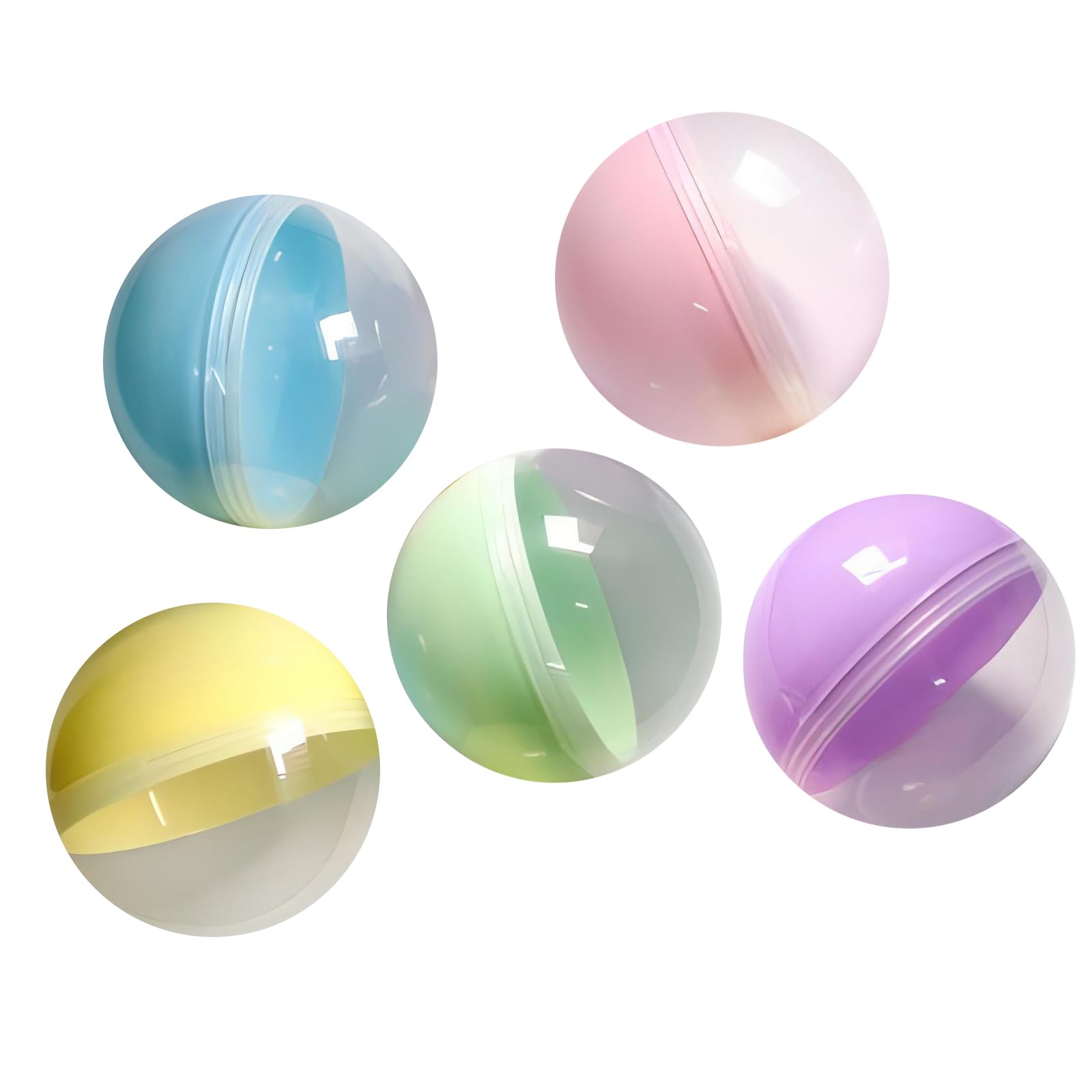 50 Pcs Small Round Capsules, Empty Clear Colored Capsules Twisted Round Balls Vending Gumball Machines Capsules Prize Container Fillable Surprise Ball for Kids Party Favor Prize