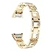Zinc alloy Watch Band For Fitbit Charge 2, Metal Replacement Bracelet Adjustable Fitbit charge 2 Bands with Rhinestone (Gold)
