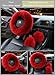Younglingn Car Steering Wheel Cover Gear Shift Handbrake Fuzzy Cover 1 Set 3 Pcs Multi-colored with Winter Warm Pure Wool Fashion for Girl Women Ladies Universal Fit Most Car（Burgundy）
