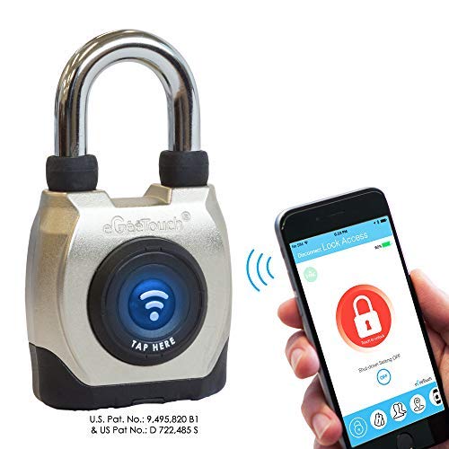 eGeeTouch Outdoor Smart Padlock 3rd Gen, Weatherproof, Rugged Design for Commercial use, Bluetooth c/w NFC Fob (Dual Pack Short Shackle)