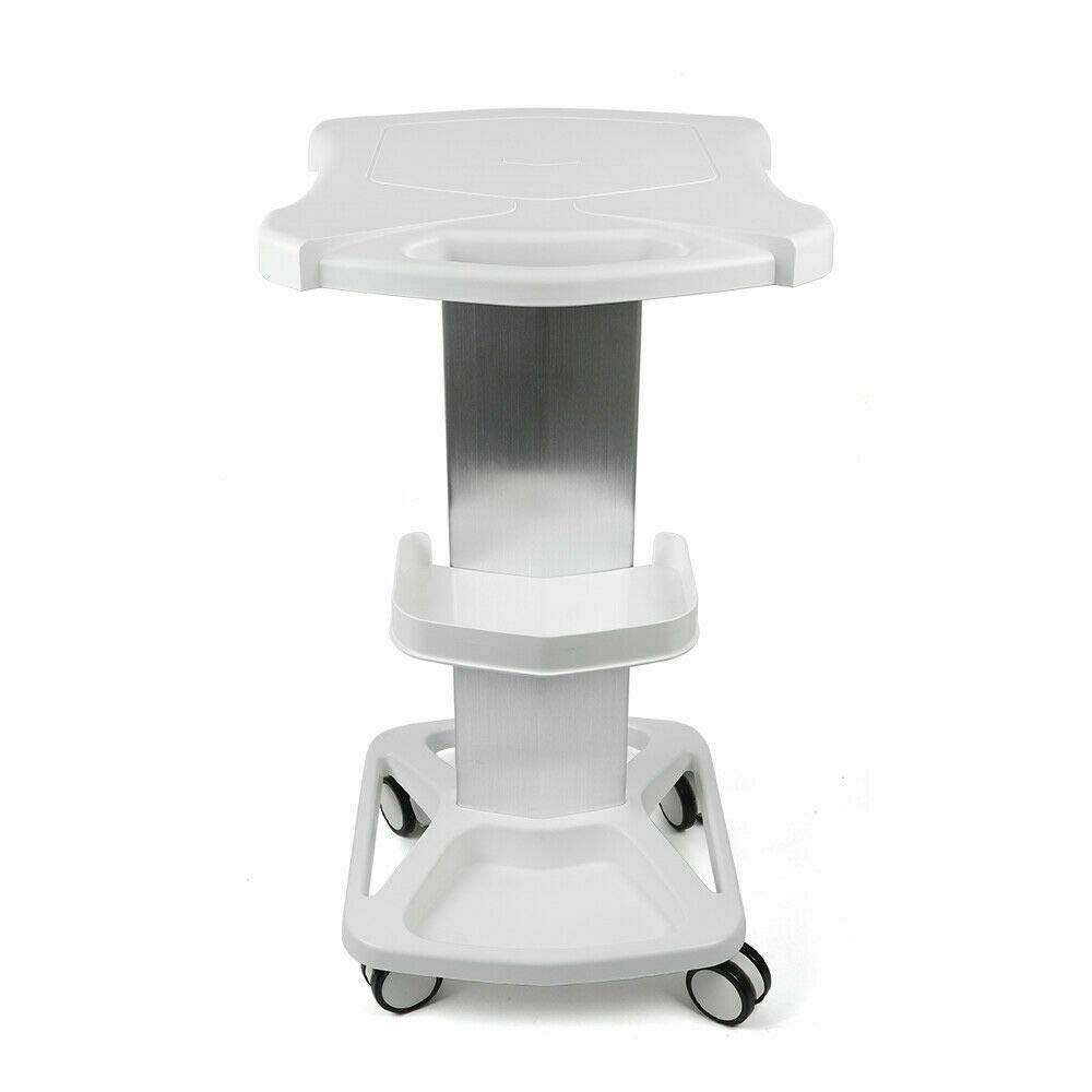 White/Pink ABS + Aluminum Trolley Cart Stand w/Tray For Beauty Shelf Assembled W/Wheel Instrument Cavitation RF Machine 4KG USA STOCK (White): Beauty