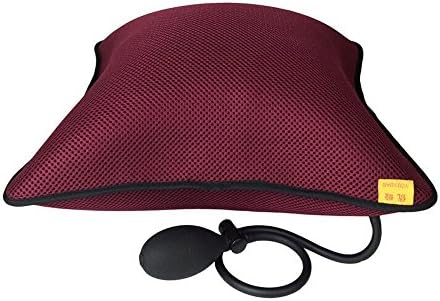 CTHOPERLumbar Support Inflatable Cushion Backrest Portable Pillow with Pump for Car, Office Chair, Home, Travel, Camping (Rose Red)