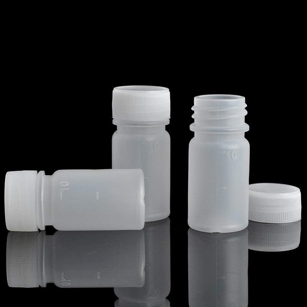 GDGY PE Plastic Empty Small Mouth Graduated Lab Chemical Container Reagent Bottle Sample Sealing Liquid Medicine Bottle (100pcs 10ml, 0.33): Home Improvement
