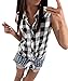Beautife Women's Sleeveless Shirts Pocket Plaid Casual Button Down Tie Knot Tops
