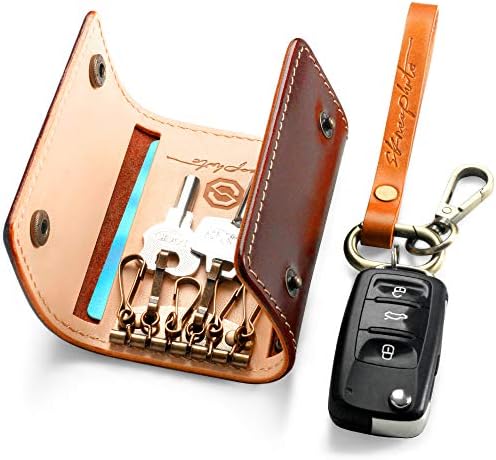 Skneephate 2つの商品 キーホルダーとキーケース 多機能のメンズキーケース 車キーリング レザークレジットカード用小銭入れの財布 コンパクトや小型系で便利 バレンタインデー父の日プレゼント 素敵な贈り物の包装