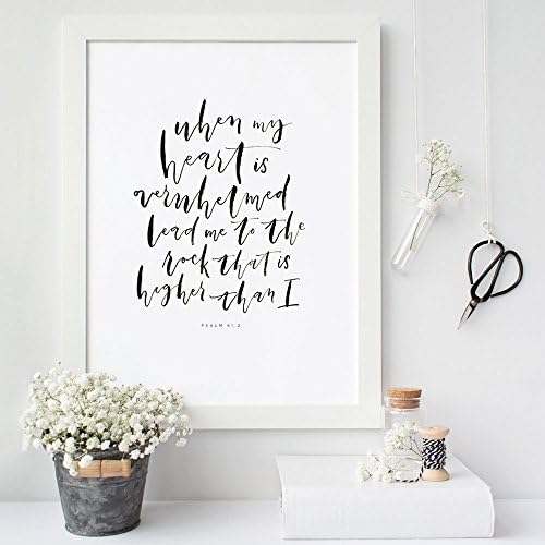 Psalm 61:2 Bible Verse Art, Scripture Print