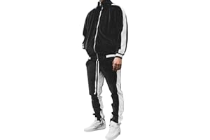 KISSQIQI Men's Golden Velvet Thickening 2 Pieces Full Zip Tracksuits Casual Outfits Suit Jacket & Pants Fitness Tracksuit Set