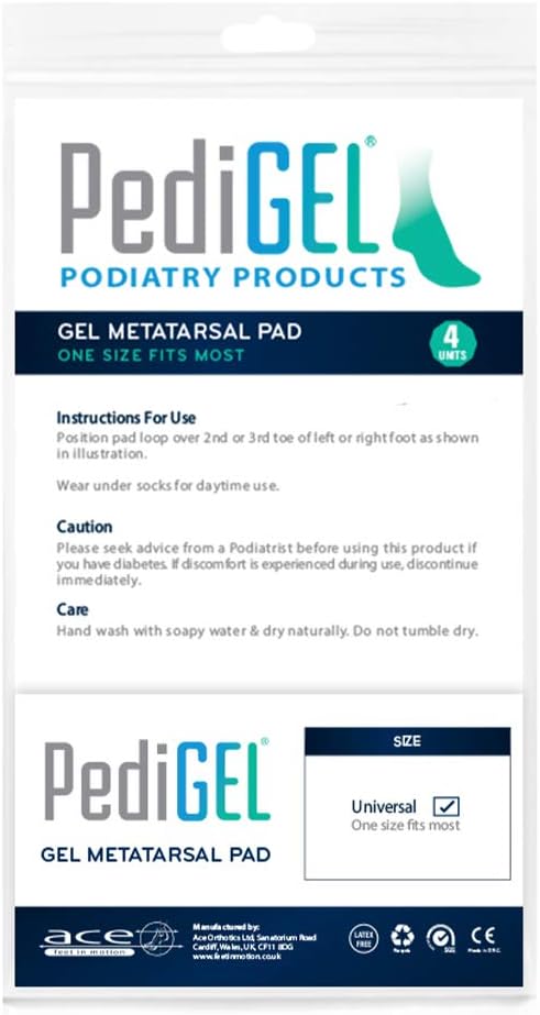 PediGel® - Medically Approved Polymer Gel Toe Metatarsal Pads Offering Protection and Comfort to Metatarsal Region of Foot - 4 Units - Image 5