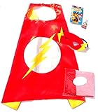 Three Piece Superhero Cape and Mask Sets with Bonus Prize for Pretend Play, Dress Up, and Parties (Flash)