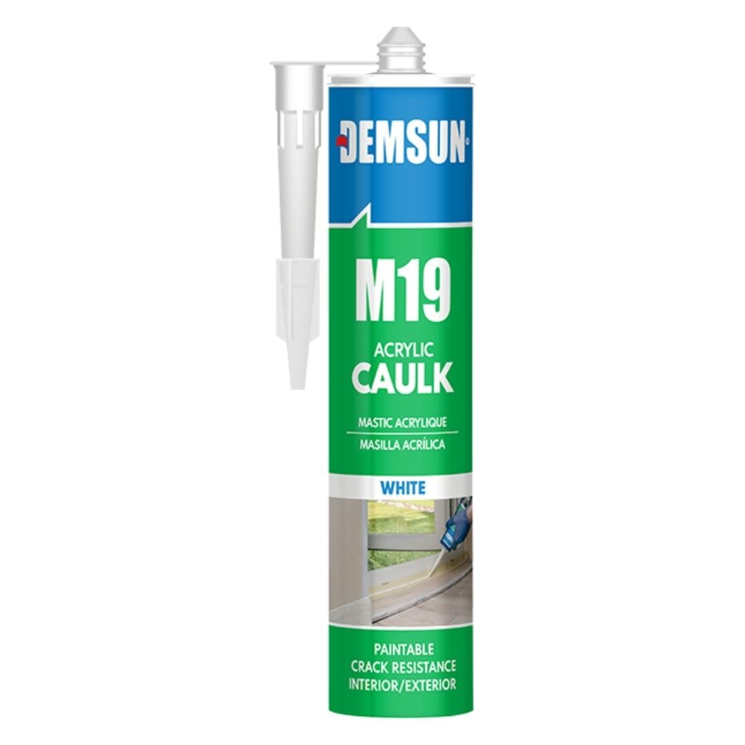 Demsun M19 Acrylic Sealant 310ml White - Silicone Reinforced, Waterproof, Paintable, Easy Application