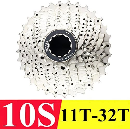 UltraZhyyne Bicycle Freewheel Freewheel Card Type Flywheel 10 Speeds 11-32T/34T/36T/40T/42T/46T Cassette Freewheel Bicycle Parts [ 10S 32T Silver ]