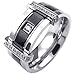 KONOV Mens Cubic Zirconia Stainless Steel Ring, Charm Elegant Wedding Band, Black, Size 12