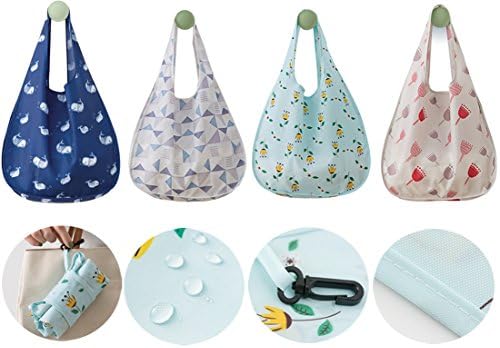 4 pcs Reusable Shopping Bag with Handle Washable Tote Bag Folding Waterproof Grocery Bags from Ocharzy (Mix)