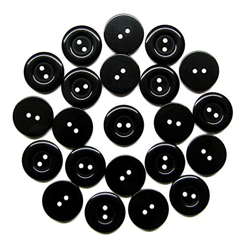 ButtonMode Uniform and Workwear Buttons with 2 Holes Includes 22 Buttons Measuring 19mm (3/4 Inch) Ideal for Manufacturing, Factory, Food Service, Facility and Automotive Uniforms, Black, 22-Buttons