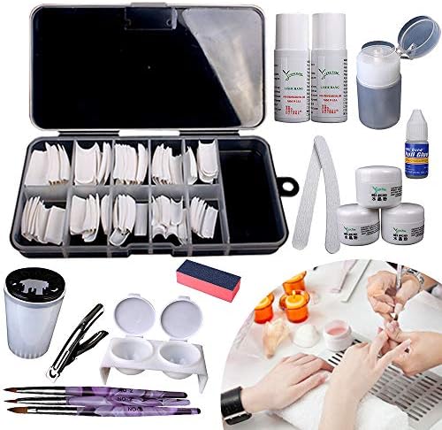 Nail Art Kits Acrylic Powder Manicure False Nails Tips Set