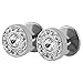 Stainless Steel Sparkling Crystal Rhinestone Spike Round Barbell Screw Stud Earrings Faux Taper