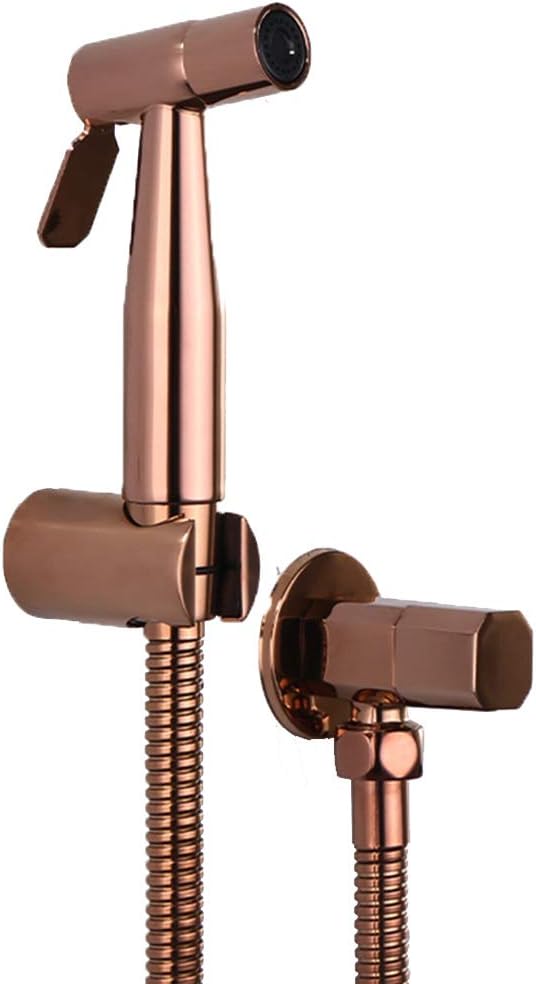 WENBING Stainless Steel Bathroom Personal Hygiene Bidet Kit Toilet Companion Pressurized Spray Gun Set Toilet Flusher Small Shower Nozzle Rose Gold,59in,Single exit