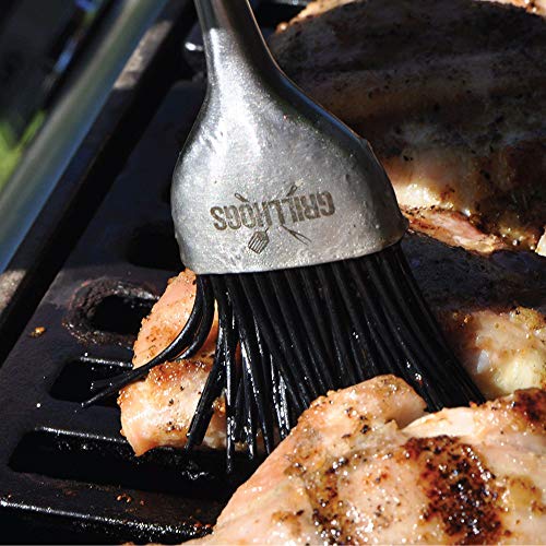 GRILLHOGS Sauce Basting Brush - Premium Stainless Steel Handles - Silicone Basting Brush - Dishwasher Safe Heat Resistant - Natural Long Lasting BBQ bush - Set of Two - Thumbnail 6