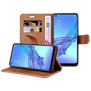 iCatchy - Custodia a portafoglio in pelle per Oppo A53, colore: Rosso - immagine 3