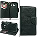 Samsung S766C Galaxy Stardust, LF Premium PU Leather Flip Wallet Credit Card Cover Case, Stylus Pen, Screen Protector & Wiper Accessories (Wallet Black)