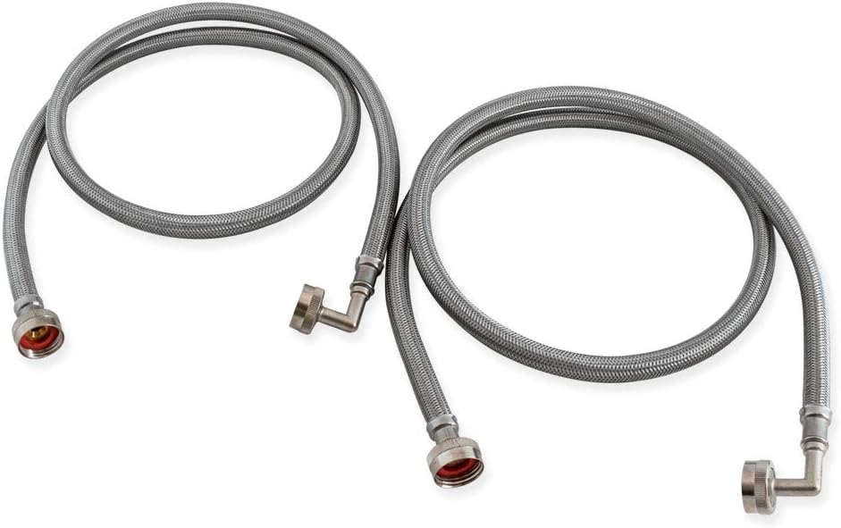 Eastman 41065 Washing Machine Hoses, 5 Ft Pair, Silver - Clothes Washing Machine Replacement Parts - 