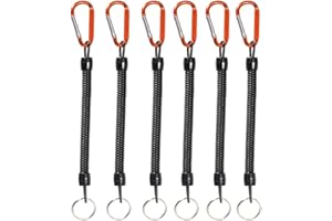 FANGBLUE 6Pcs Fishing Lanyards with Carabiner Boating Ropes Retention Ropes Holder Pliers Lip Bass Fishing Tackle for Safe Keeping Fishing Rod