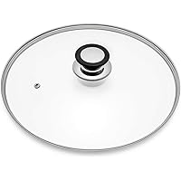 Glass Lid for Frying Pan, Fry Pan, Skillet, Pan Lid with Handle Coated in Silicone Ring,9.5"/24cm, Clear