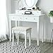 SONGMICS Vanity Stool, Comfortable Dressing, Padded Cushioned Bench with Rubber Wood Legs, Capacity 286lb, Easy Assembly, , White With Floral
