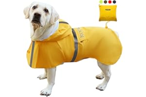 KOOGAL Pet Large Dog Raincoat Apparel Poncho Waterproof for Medium Large Sized for Dog Raincoat Clothes (Yellow, 6XL)