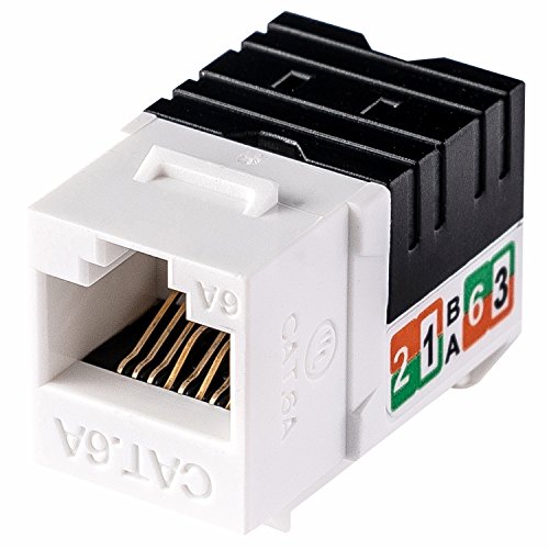 LINKOMM (25 Pack) RJ45 Cat6A Slim Profile Keystone Jack with Punch Down Palm Holder, White
