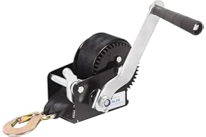 VAIDPRO Boat Trailer Winch Hand Winch 800lbs Heavy Duty Hand Crank Winch with 16.4ft Polyester Strap, Manual Operated Ratchet ATV UTV Boat Trailer Marine