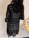 Meditative Rose Womens Spring Summer Thin Crochet Knitted Front Cardigan Pocket Sweater (Black)