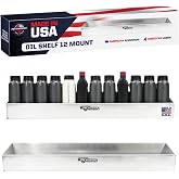 Pit Posse 443 Oil Shelf 12 Quart Bottle Holder Storage Organizer Caddy 32" - Made in USA - Enclosed Race Trailer Garage Shop Automotive Motor Engine Oil Rack Caddie Shelves (Silver)