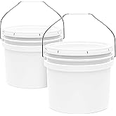 3.5-Gallon White Bucket Pail Container with Lid | Food Grade | Heavy-Duty Extra Durable | Metal Handles with Plastic Grip for Easy Carrying | Multi-Use | Easy Stack and Store | BPA Free - 2 Pack