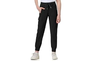 EXARUS Girls Cargo Pants Joggers Slim Fit with Zip Pockets Kids Quick Dry Lightweight Drawstring High Waisted 8-14Y