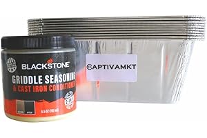 Griddle Seasoning and Conditioner, Cast Iron Grill Oil & CAPTIVAMKT Drip Pan Liners, Grease Cup Liners (Griddle Seasoning and Conditioner/Grease Pans) Cast Iron Conditioner, BBQ Cleaning Kit Bundle